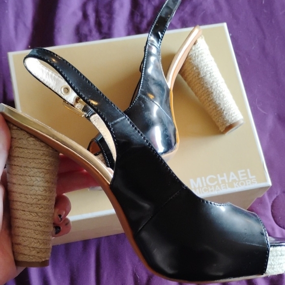 Michael Kors Shoes - Michael Kors Black Wedge Slingbacks